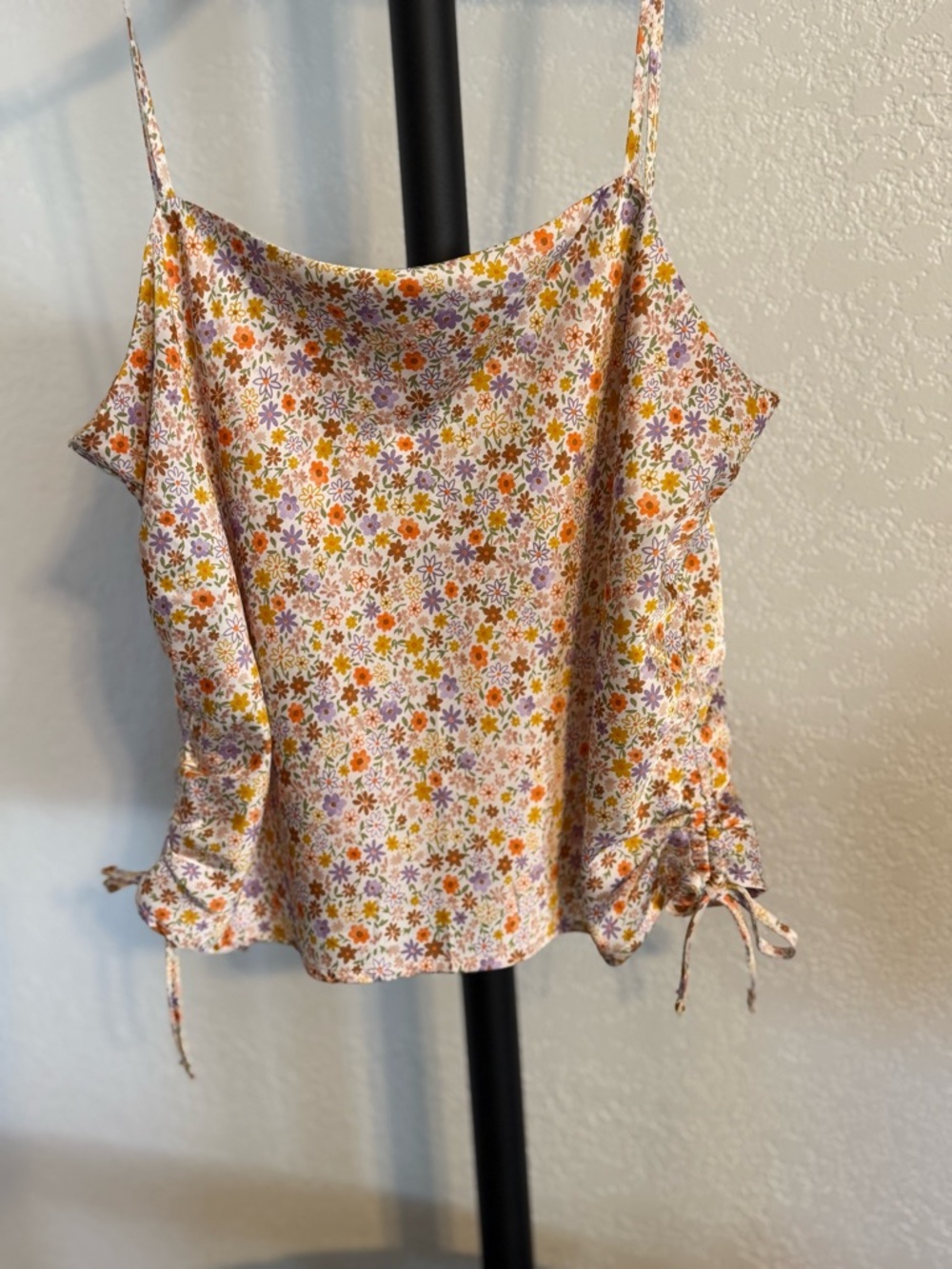 Sienna Rose Floral Drawstring Camisole in Cream, Orange & Purple